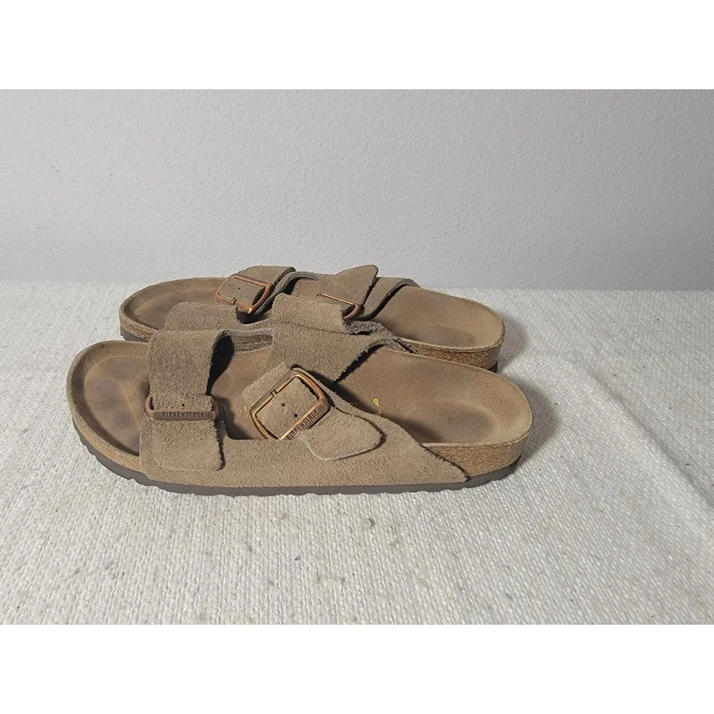 Birkenstock Arizona Suede Leather Sandals Taupe Brown EU 39 US L8 M6 Slide Shoes